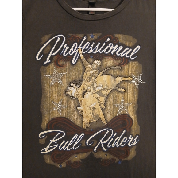 PROFESSIONAL BULL RIDER Rhinestone Tee M - Picture 2 of 3